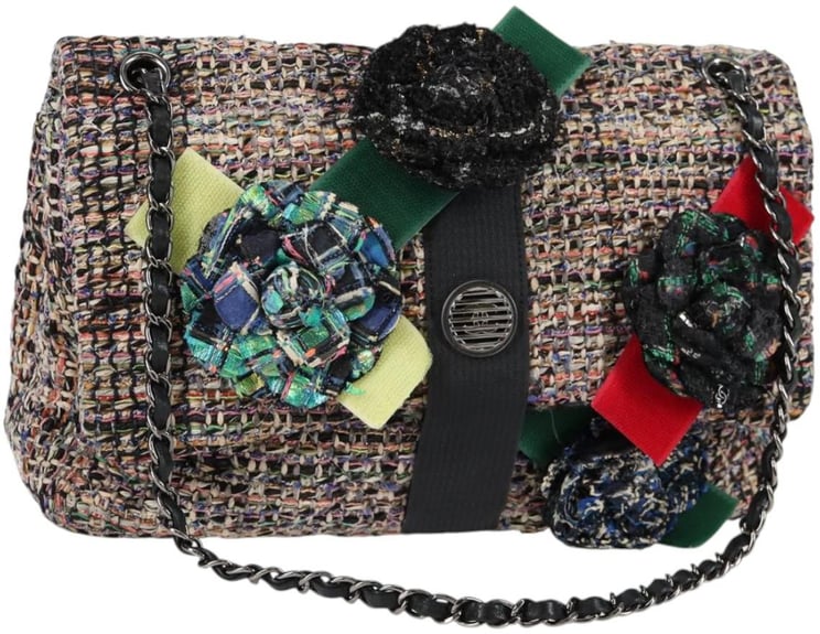 Chanel Chanel Camellia Flap Shoulder Bag Tweed Medium