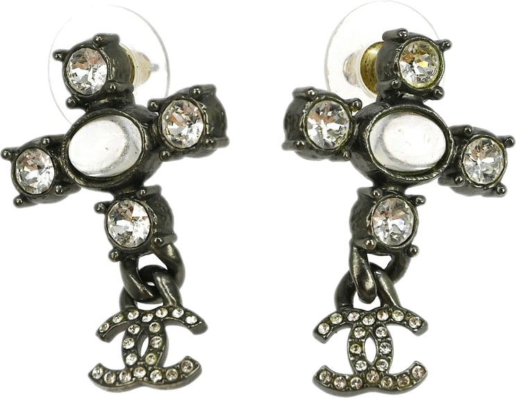 Chanel Chanel CC Dangle Earrings Metal with Crystals