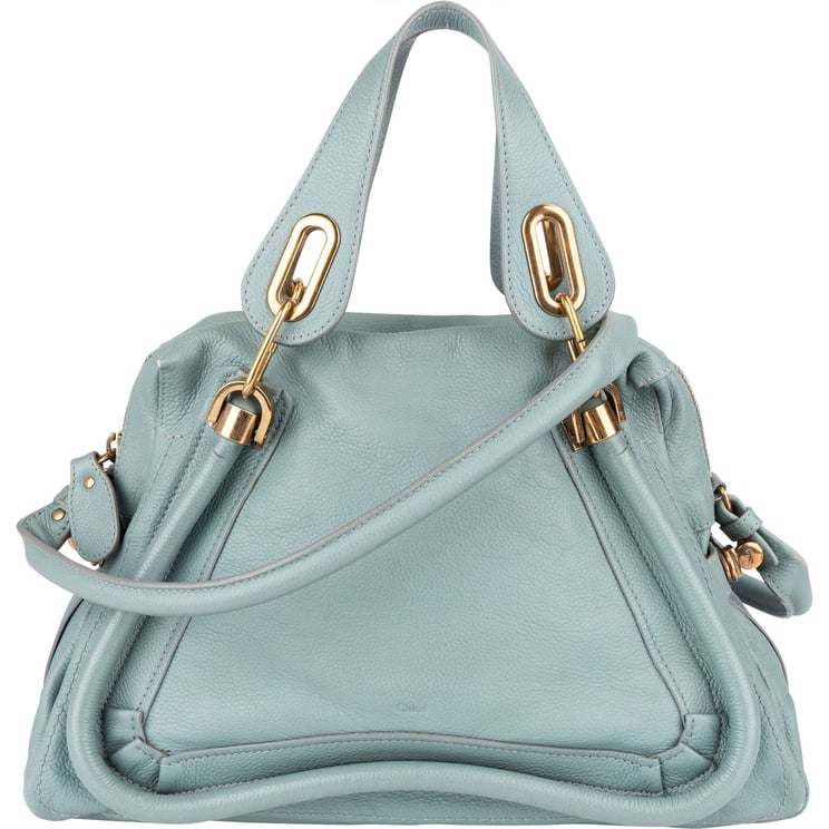 Chloé Chloé Blue Grained Leather Paraty Handbag
