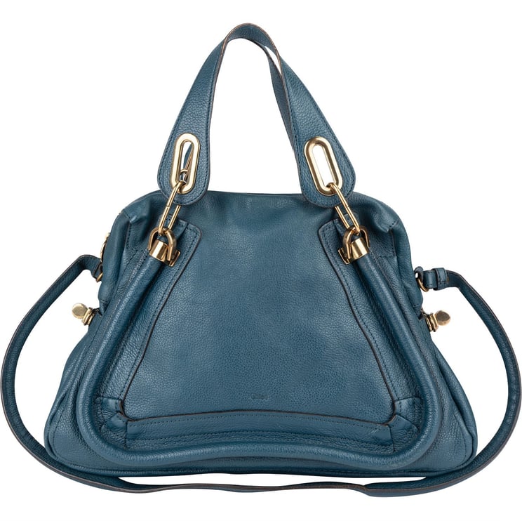 Chloé Chloé Bleu Grained Leather Paraty Shoulder Bag