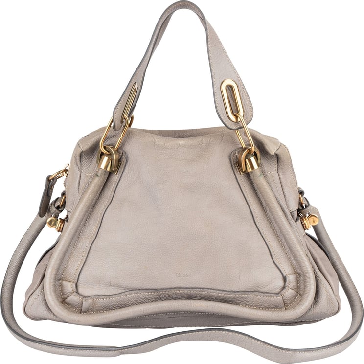 Chloé Chloé Grey Grained Leather Paraty Shoulder Bag