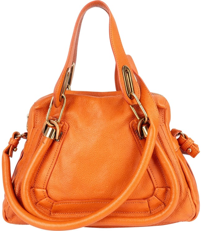 Chloé Chloé Orange Grained Leather Paraty Handbag