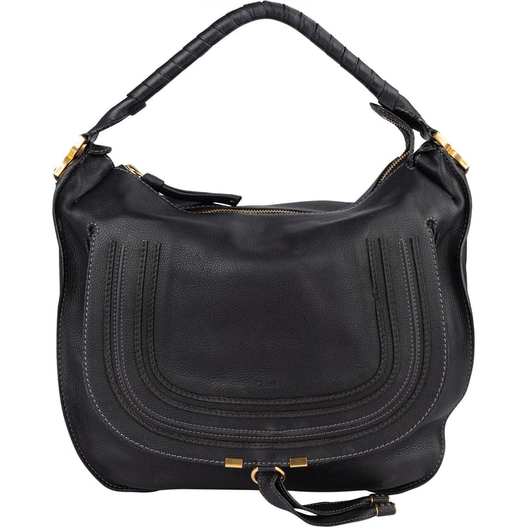 Chloé Chloé Black Grained Leather Marcie Hobo Shoulder Bag