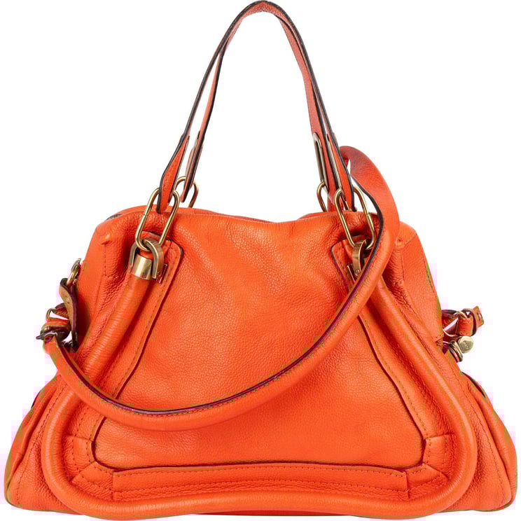 Chloé Chloé Orange Grained Leather Paraty Handbag