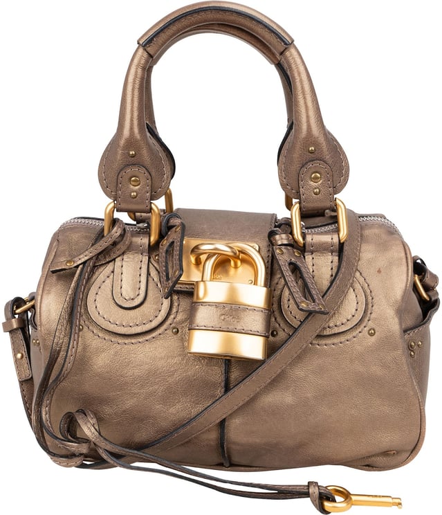 Chloé Chloé Metallic Leather Mini Paddington Handbag