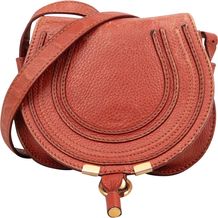 Chloé Chloé Grained Leather Small Marcie Saddle Crossbody Bag
