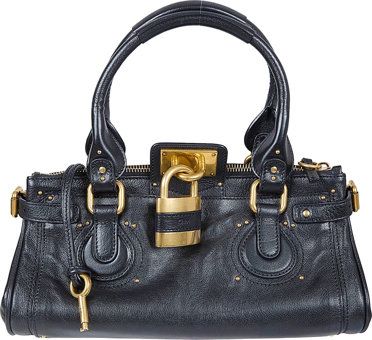 Chloé Smooth Leather Handbag with Gold Accents and Zip Closure