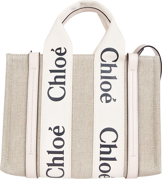 Chloé Rectangular Structured Bag in Natural Beige Linen
