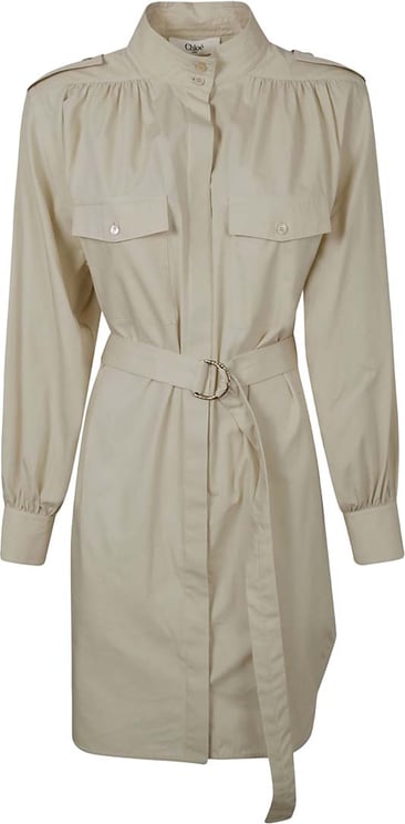 Chloé Tailored Button-Down Dress With Cinched Waist