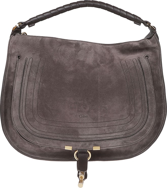 Chloé Suede Leather Shoulder Bag with Braided Handle and Zipper Closure