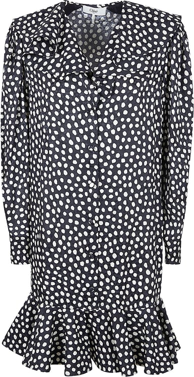 Chloé Mini Dress with Long Sleeves and Ruffled Accents