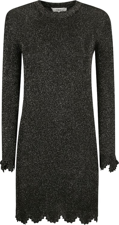 Chloé Fitted Black Dress With Metallic Fibers