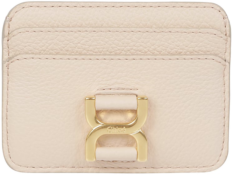 Chloé Textured Pink Calfskin Cardholder With Logo Plaque