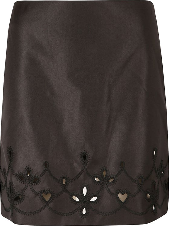 Chloé Black Skirt With Embroidered Hem And Cutouts