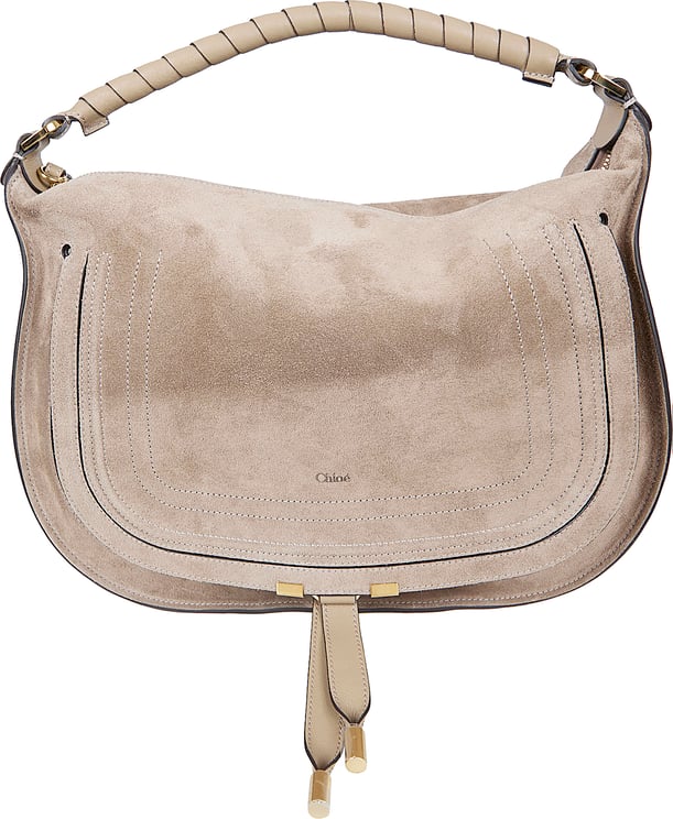 Chloé Suede Shoulder Bag with Embossed Logo and Tassel Detail
