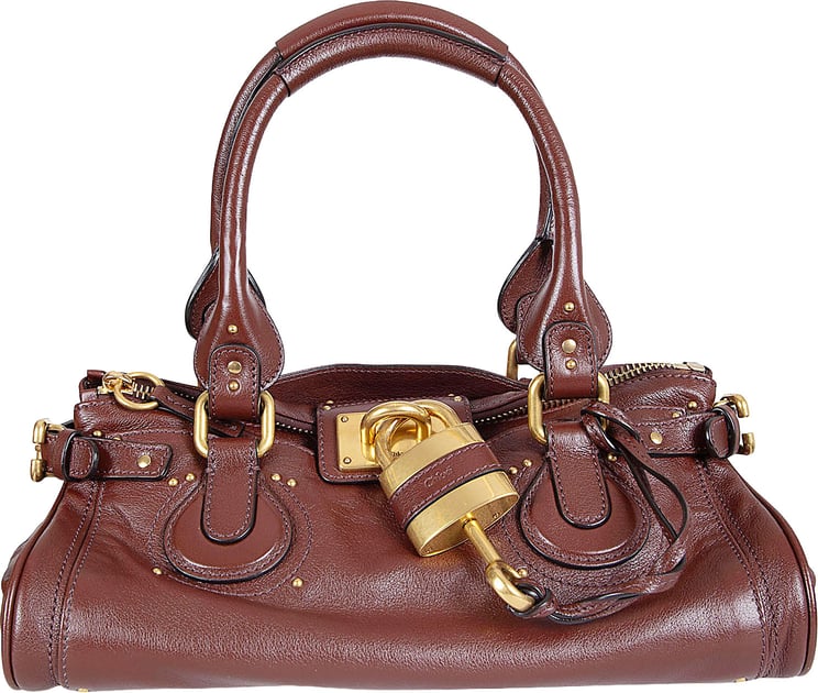 Chloé Structured Smooth Leather Handbag with Gold-Tone Hardware and Multiple Pockets