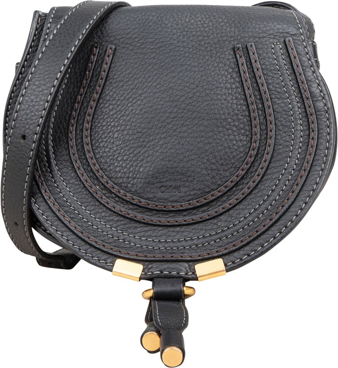 Chloé Chloé Grained Leather Mini Marcie Saddle Crossbody Bag