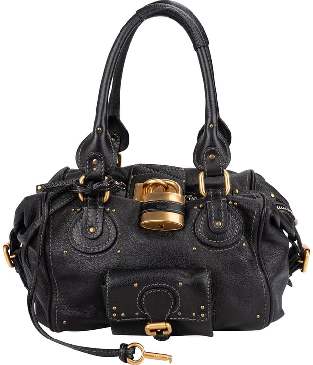 Chloé Chloé Pebbled Leather Studded Paddington Satchel Handbag