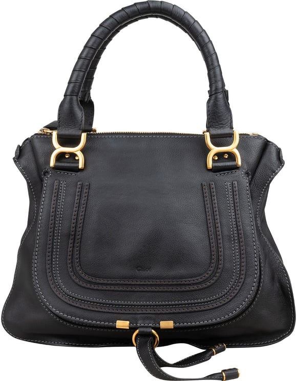 Chloé Chloé Black Grained Calfskin Marcie Satchel Handbag