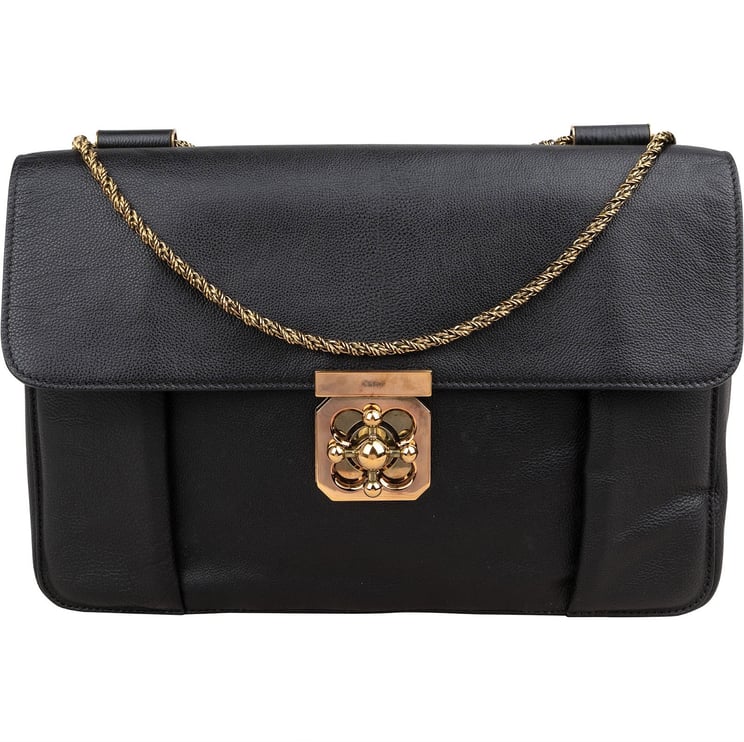 Chloé Chloé Black Leather Elsie Turnlock Crossbody Bag