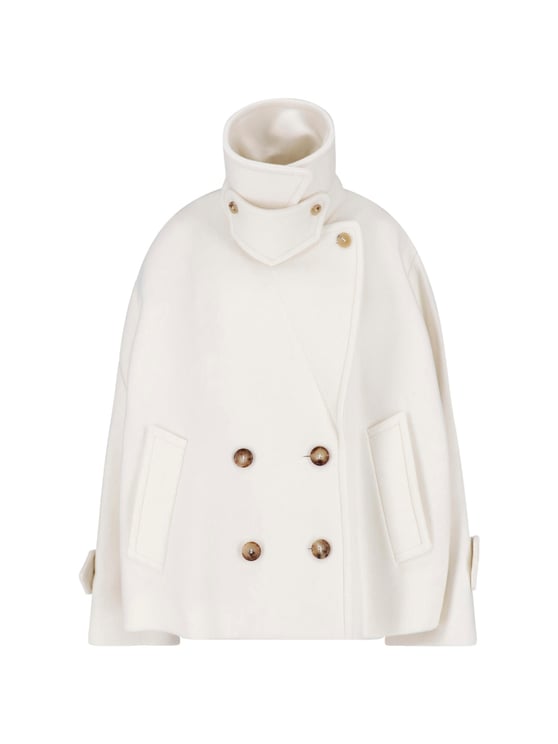 Chloé Boxy White Jacket with High Stand Collar