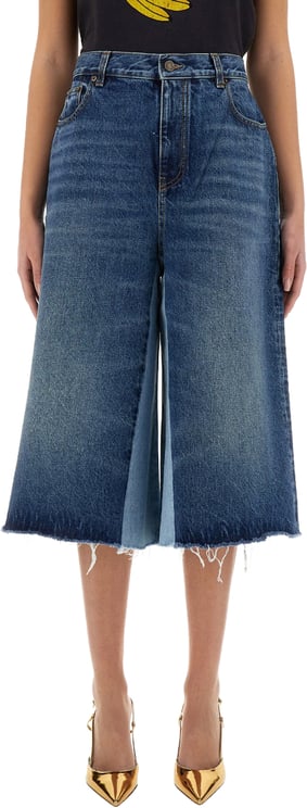 Chloé Patchwork Denim Bermuda Shorts with Artisanal Design