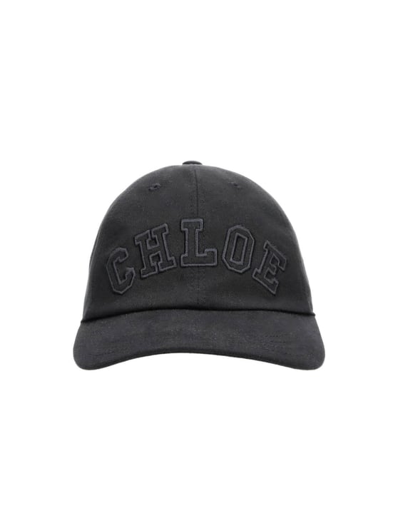 Chloé Classic Black Baseball Cap with Gold-tone Adjustable Strap