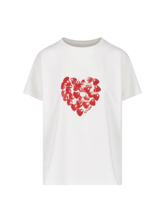 Chloé Graphic Cherry Heart Short-Sleeve T-Shirt