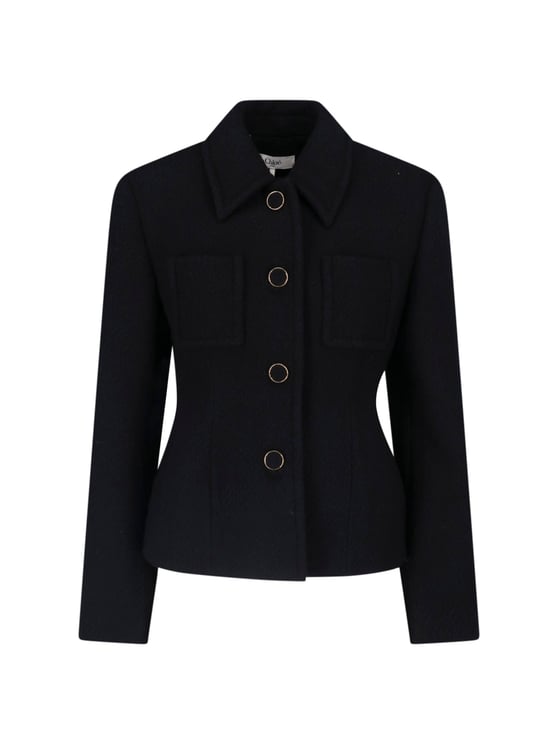 Chloé Tailored Cropped Jacket with Structured Collar