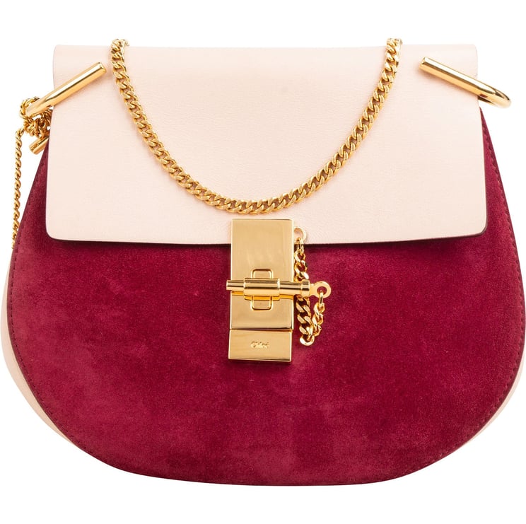 Chloé Chloé Suede Leather Bicolor Drew Crossbody Bag