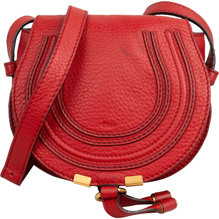 Chloé Chloé Grained Calfskin Marcie Mini Saddle Crossbody Bag