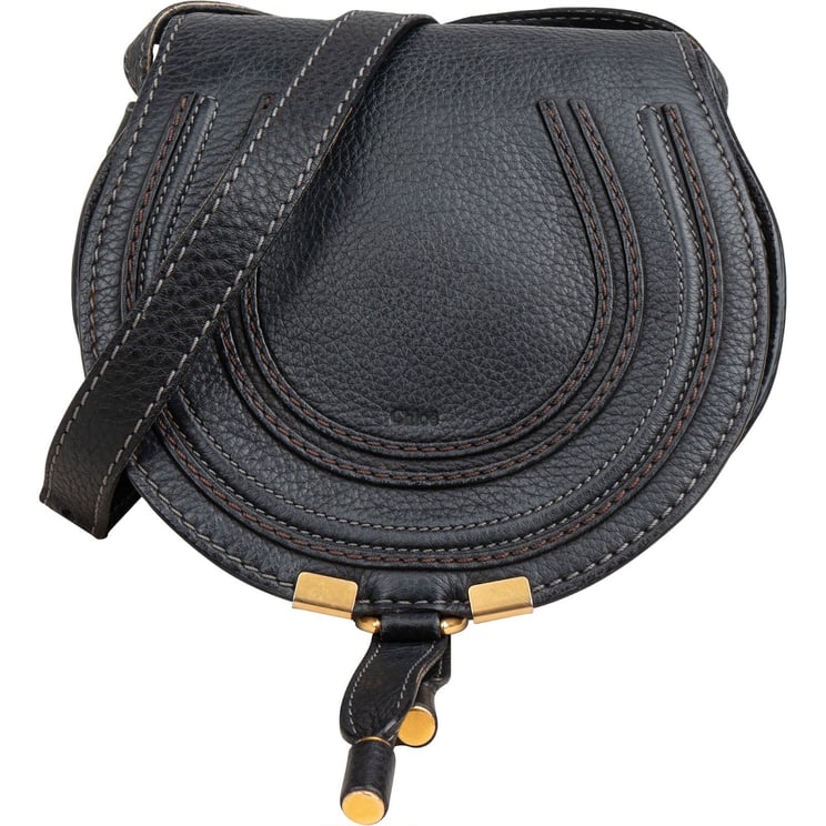Chloé Chloé Grained Calfskin Small Marcie Saddle Crossbody Bag