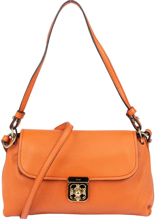 Chloé Chloé Orange Leather Elsie Turnlock Shoulder Bag