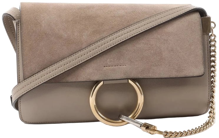 Chloé Chloe Faye Suede x Leather Crossbody bag in Beige