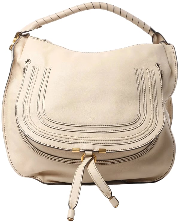 Chloé Chloe Marcie Leather Hobo Handbag in Beige