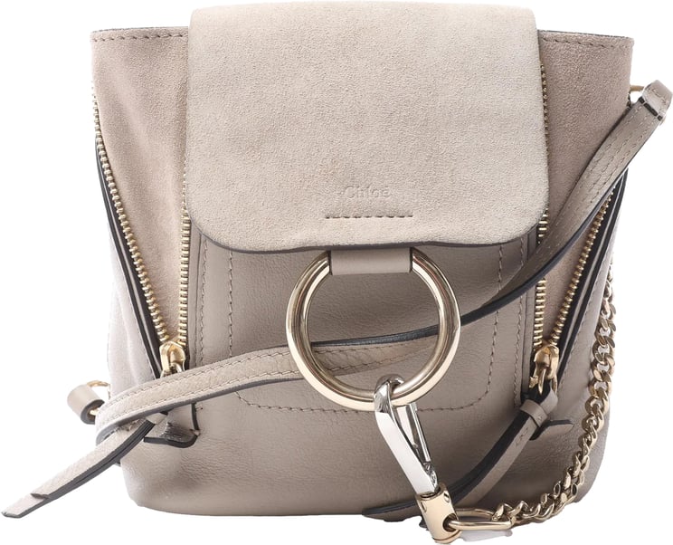 Chloé Chloe Faye Leather x Suede Backpack in Beige