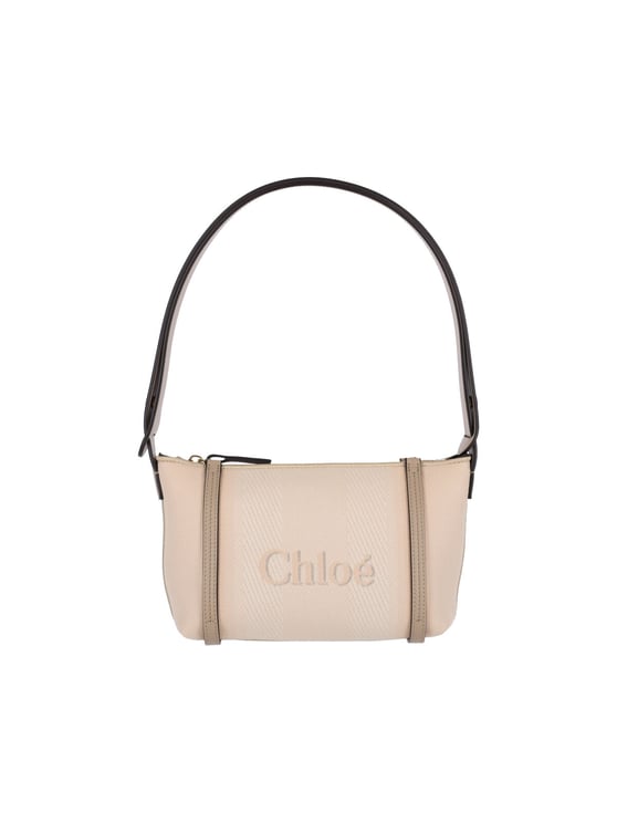 Chloé Carry Cotton Shoulder Bag with Leather Trim