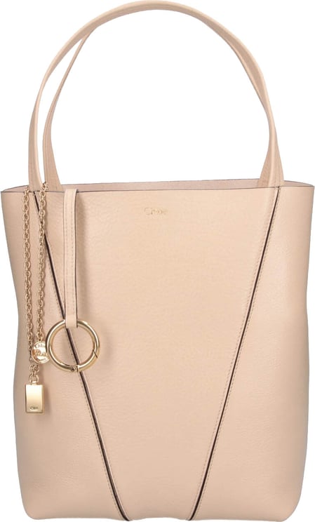 Chloé Structured Tote Bag with V-Shaped Seam Details