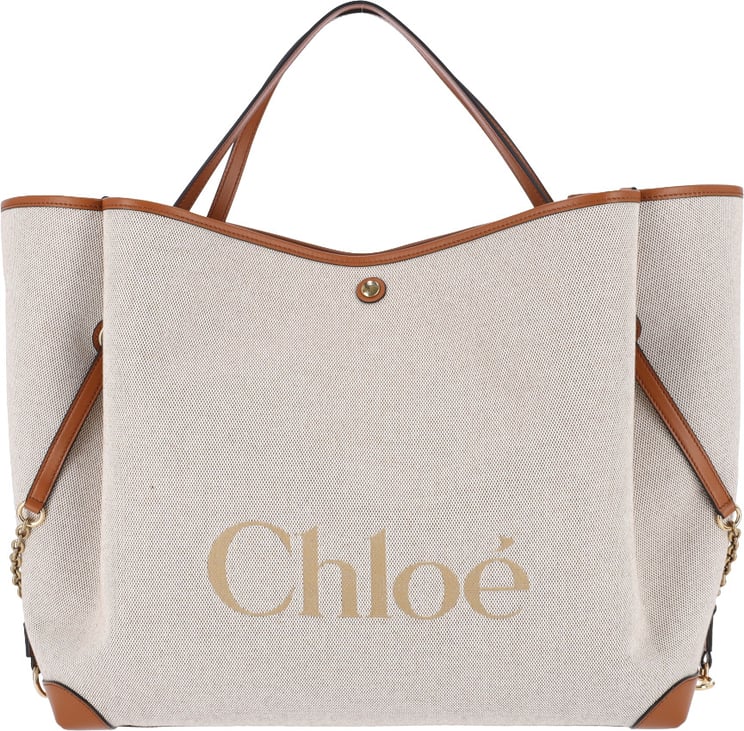 Chloé Canvas Tote Bag with Leather Trim