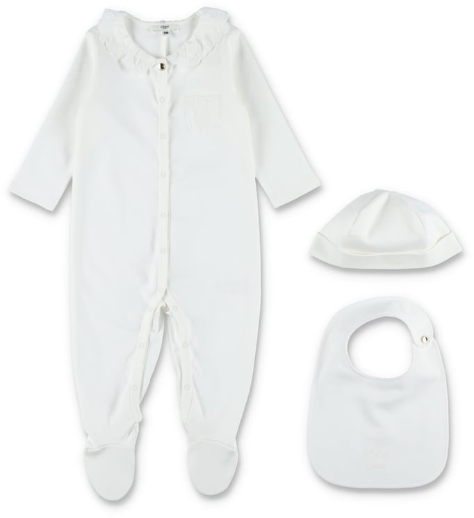 Chloé Set Baby Jumpsuit+Acc Bianco