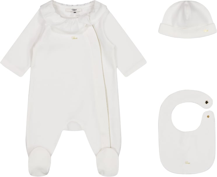 Chloé Chloe Baby Meisjes Boxpakje In Wit