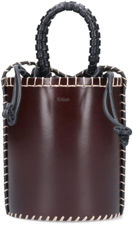 Chloé Brown Structured Leather Whipstitch Handbag