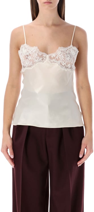 Chloé Chloé ivory silk top with lace