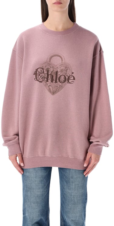 Chloé Chloé pink chiné fleece oversized sweatshirt