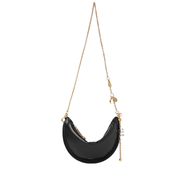 Chloé Crescent-Shaped Nappa Leather Bag with Gold-tone Chain