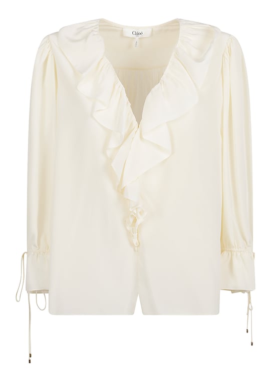 Chloé Multicolor Ruffled Silk Cropped Top