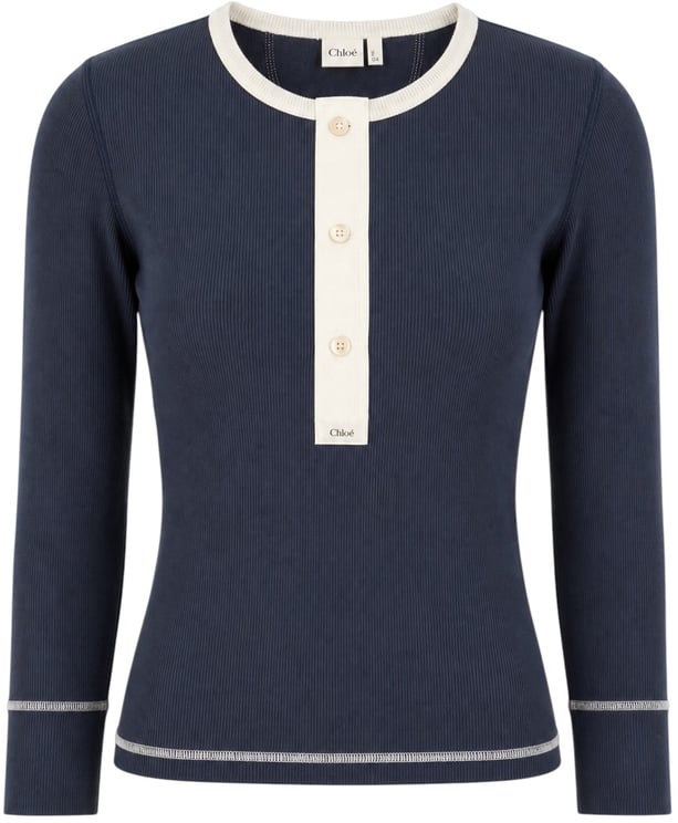 Chloé Chloe Two-tone blue cotton cardigan