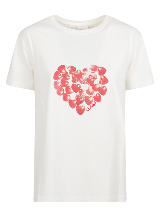 Chloé Heart-Shaped Cherry Print Short-Sleeved T-Shirt