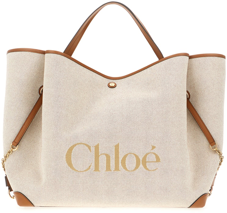 Chloé Chloe Beige canvas shopping bag