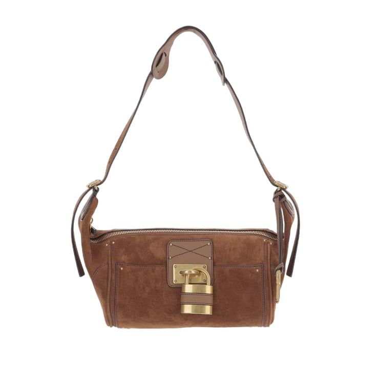 Chloé Brown Suede Bag with Adjustable Strap and Gold-tone Hardware